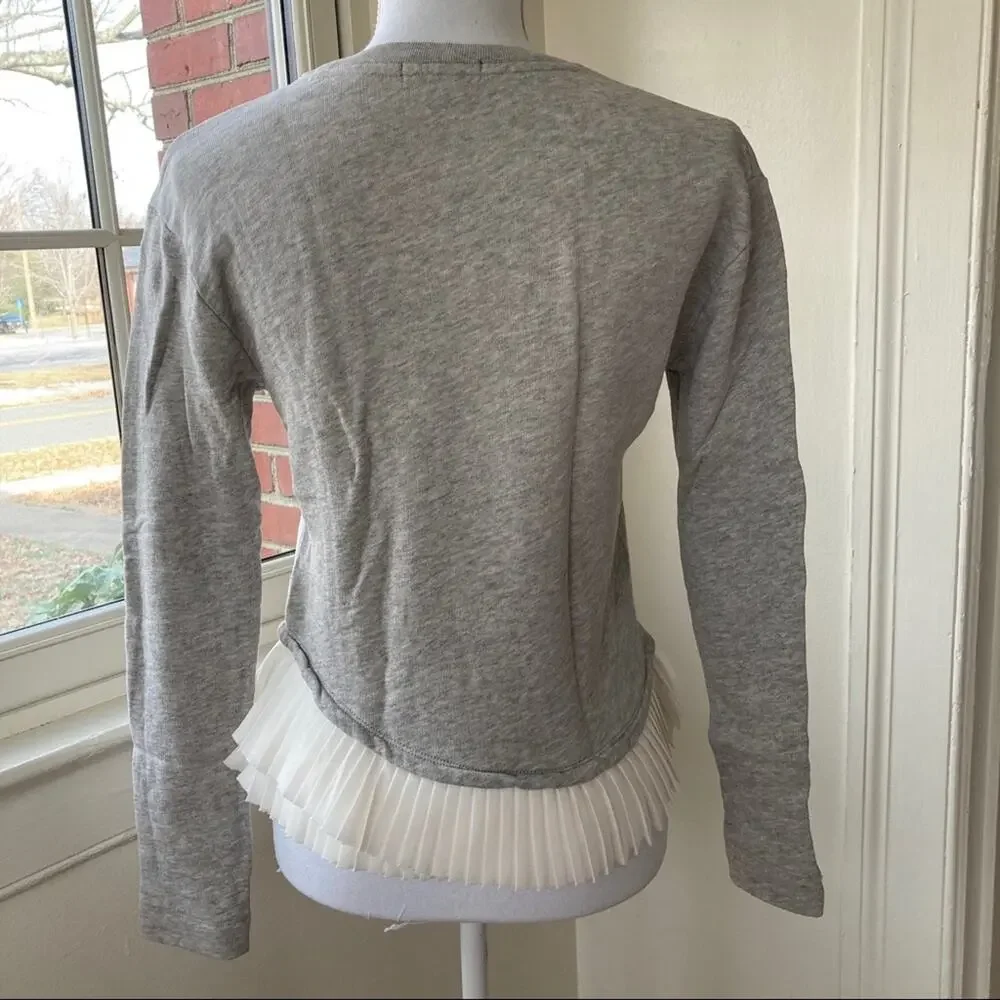 J. Crew Ruffle Hem Sweater XXS Grey / Cream